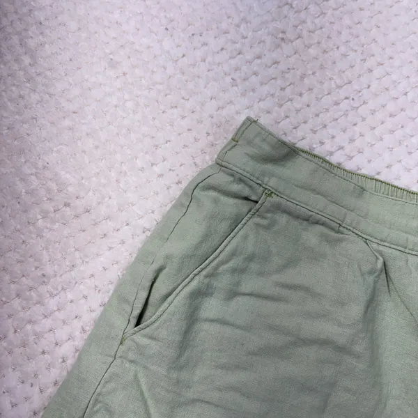 Abercrombie & Fitch Light Mint Green Linen Blend Breathable Casual Shorts Large - Image 2
