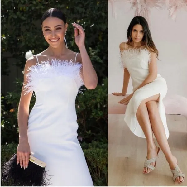 Elliatt | Harley‎ Dress In Ivory With Feathers Size XS - Image 2