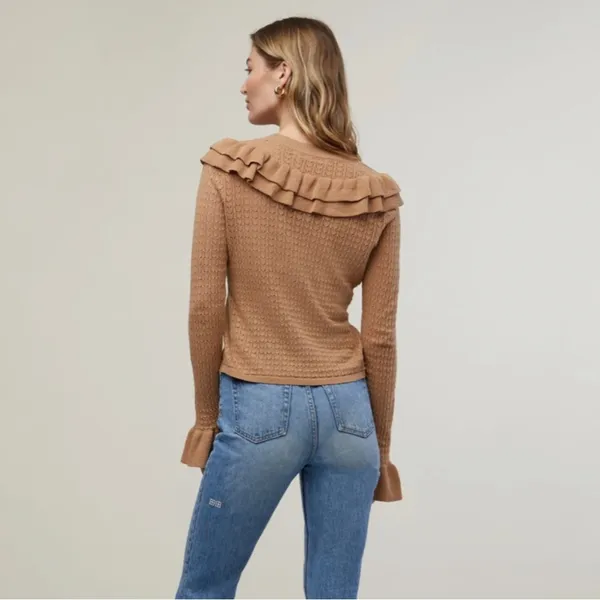 NWT Pointelle Ruffle Sweater Size XS - Image 3