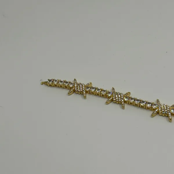 Mens Moissanite Barbwire Tennis Bracelet 8 Inch Real Gold Iced Plated Bold - Image 2