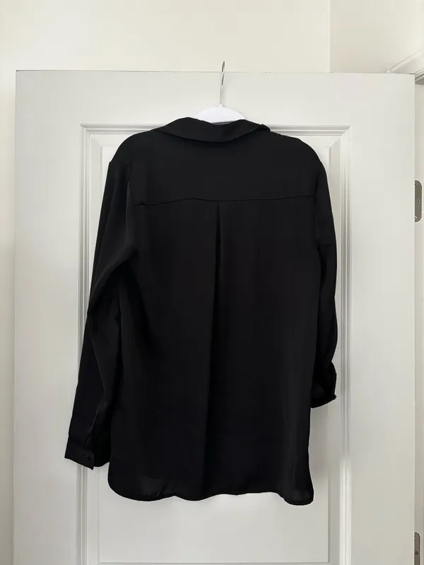 Candidly Chan black satin button down - Image 3