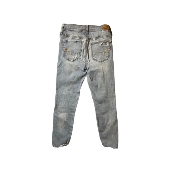 American‎ Eagle Next Level Stretch Jegging Crop Distressed Jeans Light Wash Sz 2 - Image 5
