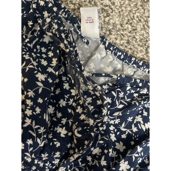 Old Navy Blue Waist-Defined Floral Mini Short Sleeve Dress M - Image 5