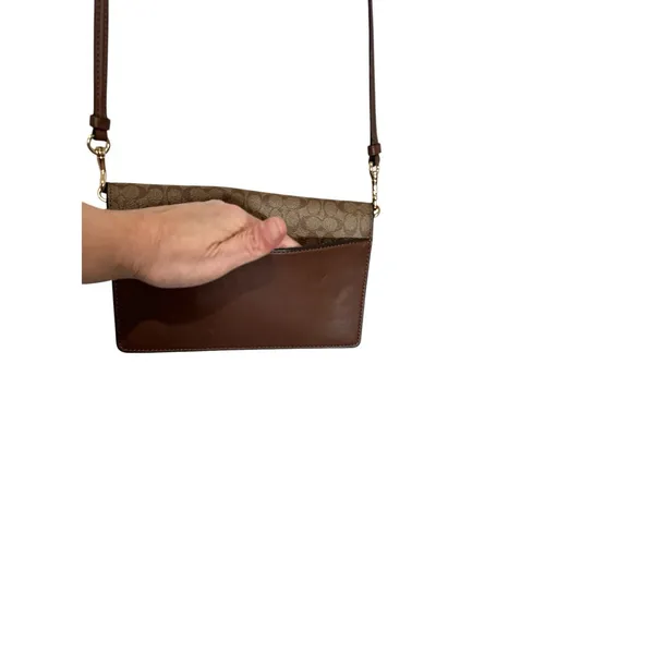 COACH Signature Hayden Folded Over Cross Body Brown 41920 Clutch in Color Block - Image 6