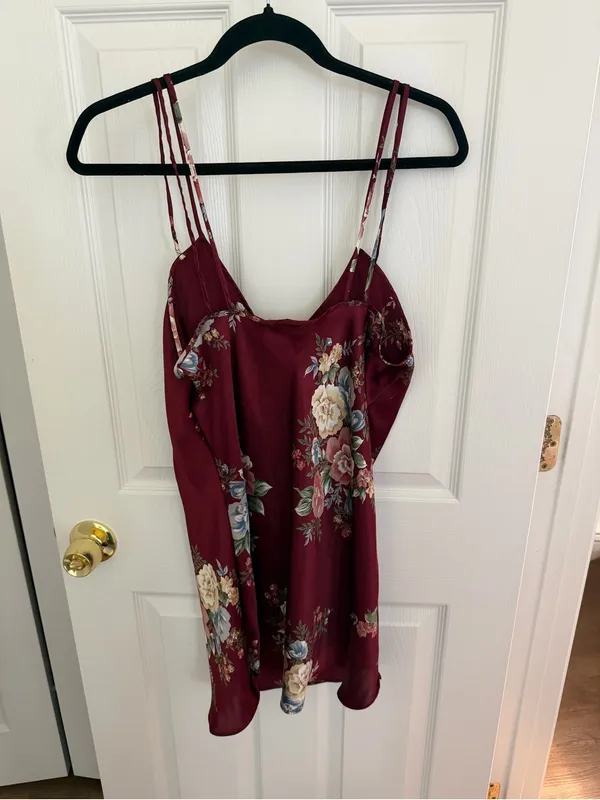 Vintage Dominique & Simone Burgundy Floral Slip Dress Size Medium - Image 8