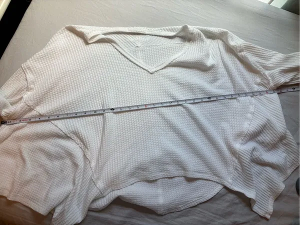 Free People We The Free White Waffle Knit Oversized Thermal Top S - Image 7