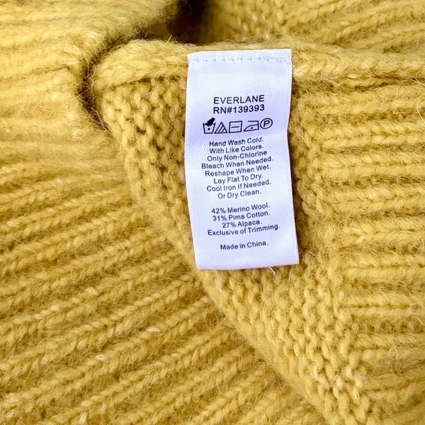 EVERLANE Pointelle Cardigan Cloud Merino Wool Alpaca Puff Sleeve Yellow X-Small - Image 11