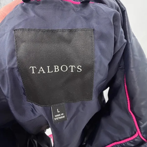 Talbots Women L Navy Blue Quilted Down Puffer Vest Full Zip VN4926 05/16 - Image 3