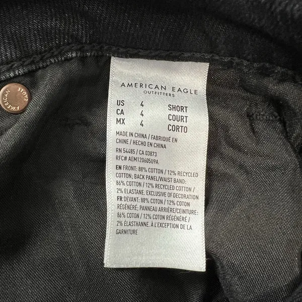 American Eagle Mom Straight Jeans Black Distressed Denim Women's Size 4‎ Short - Image 10