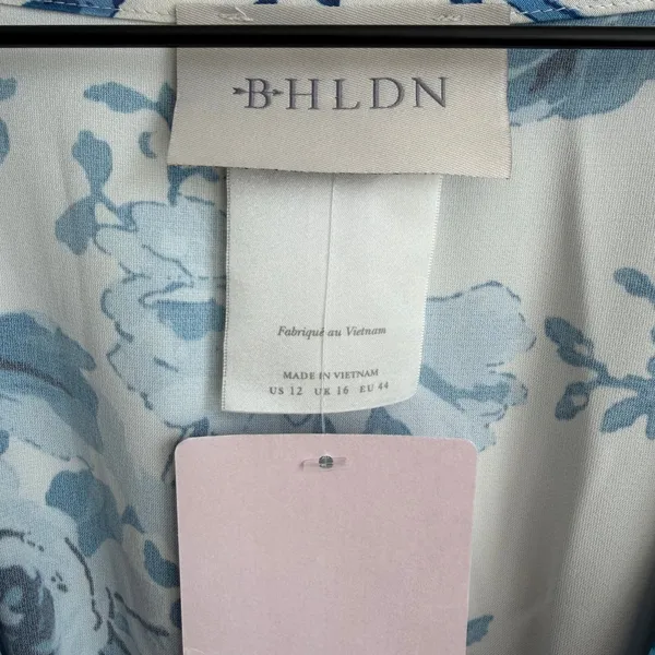NEW BHLDN Leila Deep-V Flutter Sleeve Maxi Dress in Blue Floral Size 12 - Image 7