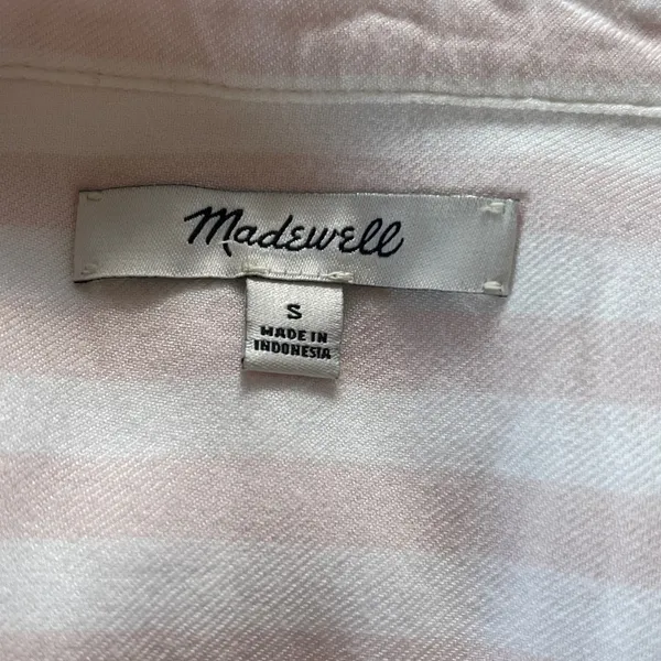 Madewell Light Pink and White Striped button down Shirt size Small - Image 3