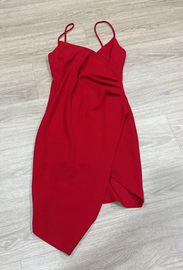 Windsor Red Asymmetrical Slip Dress #399 - Image 2