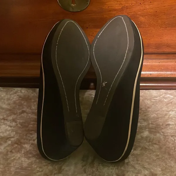 Pilcro & the Letterpress ANTHRO Black Tan Trim 2.75” Wedge Heels $150 VGUC 7 - Image 6