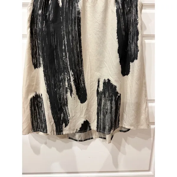 Anthropologie Floreat Cream Black Abstract Beaded Embellished Tunic Top Size 6 - Image 6