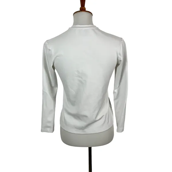 GREI New York Womens Long Sleeve Top White Minimalist Stretch Basic Layer - Image 5