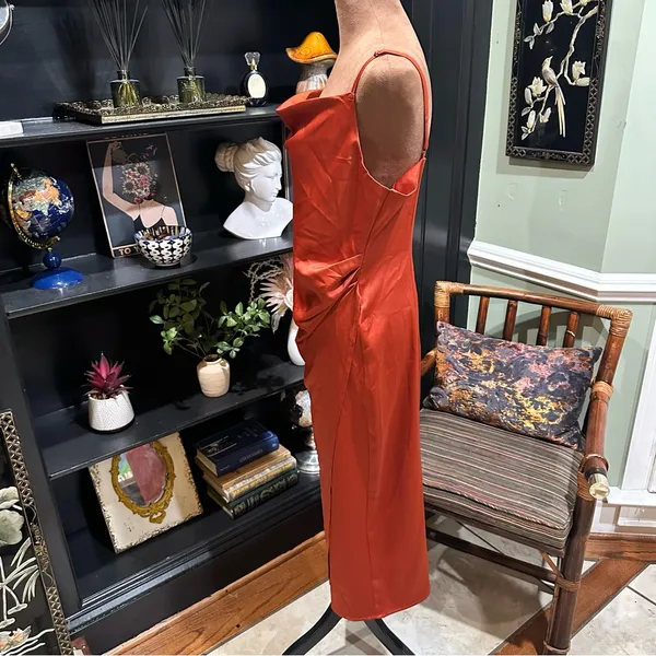 Lulus Silky Orange Maxi Dress – Taylor Swift-Inspired, Size Large - Image 8
