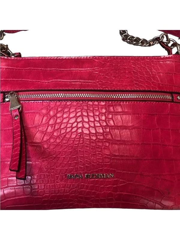 Dana Buchman Raspberry Croc Embossed Crossbody Bag Faux Leather, NWT - Image 6