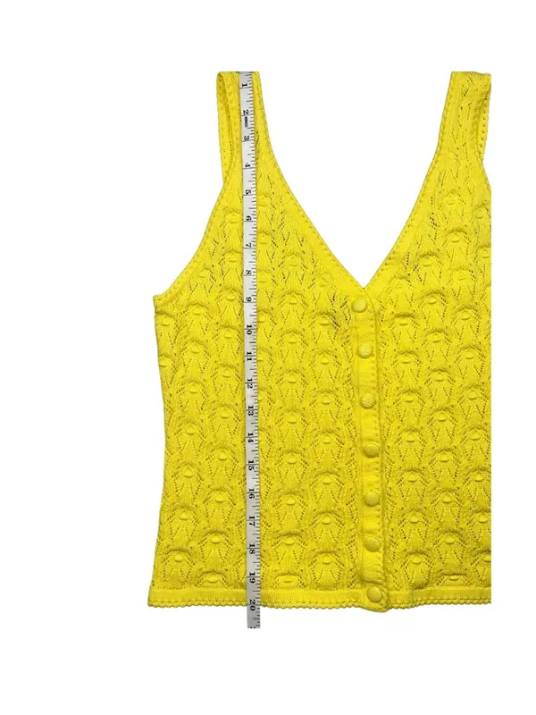 Milk & Honey Yellow Pointelle Knit Button Front Tank Top Size Medium - Image 5
