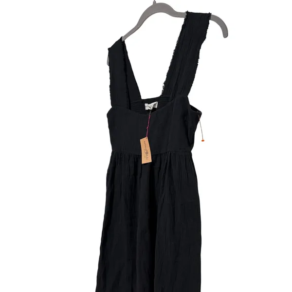 Natural Life Women's Black Cotton Gauze Midi Dress Boho XS NWT - Image 4