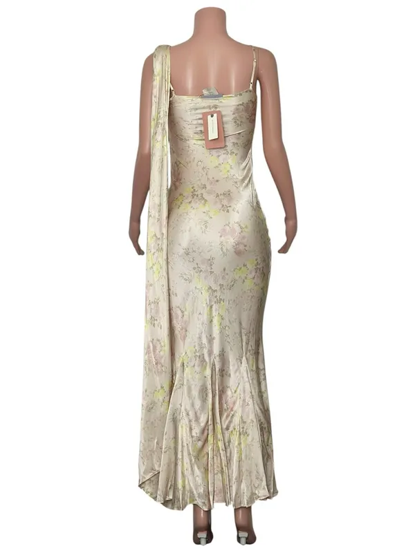 BHLDN Isla Scarf Printed Mermaid Maxi Dress, Pink Salt Vintage Rose, XXS - Image 5