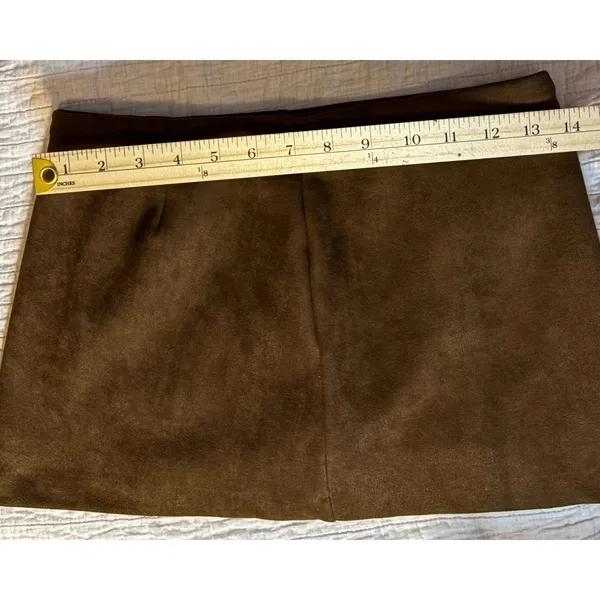Witty Fox Brown Faux Suede Mini Skort Shorts Skirt Size Small - Image 2