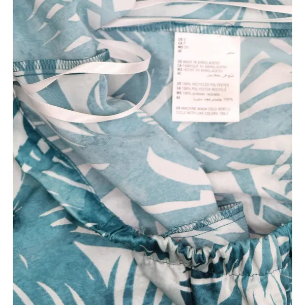 NEW State of Day Womens Crepe De Chine Pajama Sleep Shorts Palm Blue Green S - Image 4