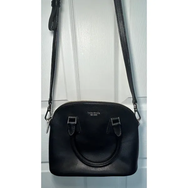 Kate Spade Black Pebbled Leather Dome Satchel Crossbody Bag Capsule‎ Purse - Image 2