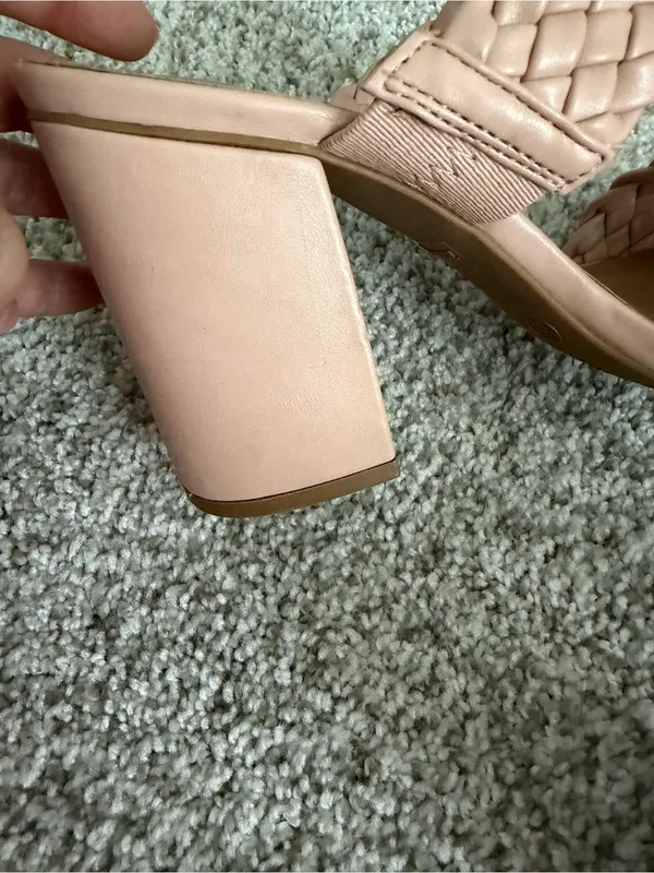 Bamboo Pink Braided Double Strap Block Heel Slide Sandals Mules Size 8 - Image 3