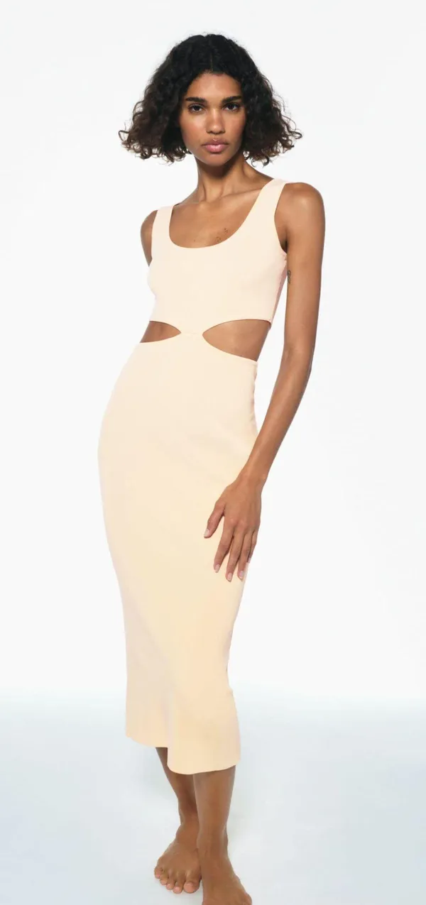 ZARA nwt ribbed knit cut out midi dress - Image 4