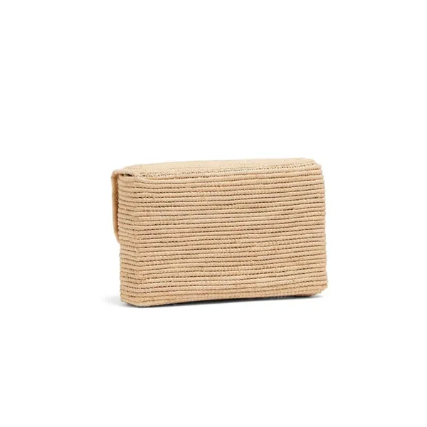 Poolside Gold Chain Women's Clutch Beige Seashell Raffia Crossbody - Image 2