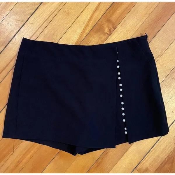 NEW Zara Mini Skort Skirt Black Pearl SMALL High Rise Womens - Image 6