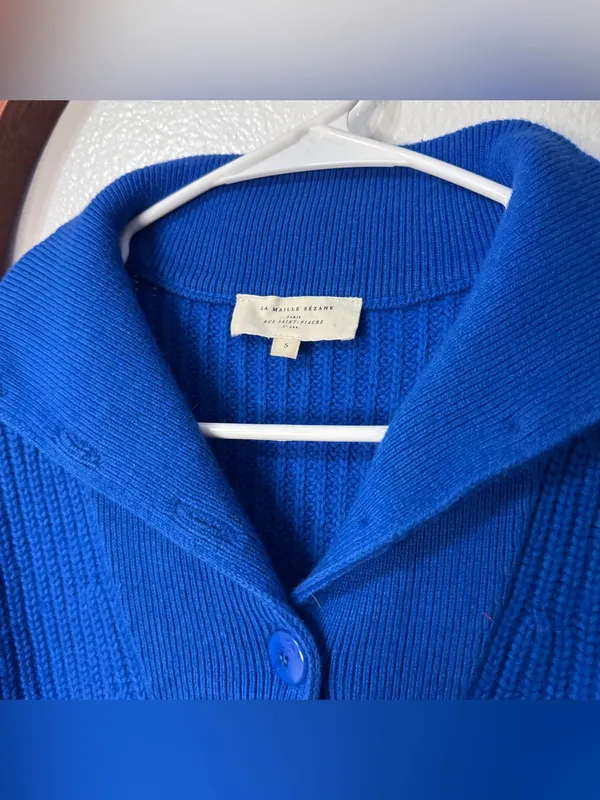 Sezane Kyam Jumper Sweater Cobalt Blue Size Small Wool Pullover Bright Blue - Image 3