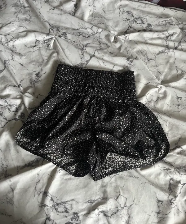 Free People FP Movement The Way Home Run Shorts Black & White Leopard Print - Image 7