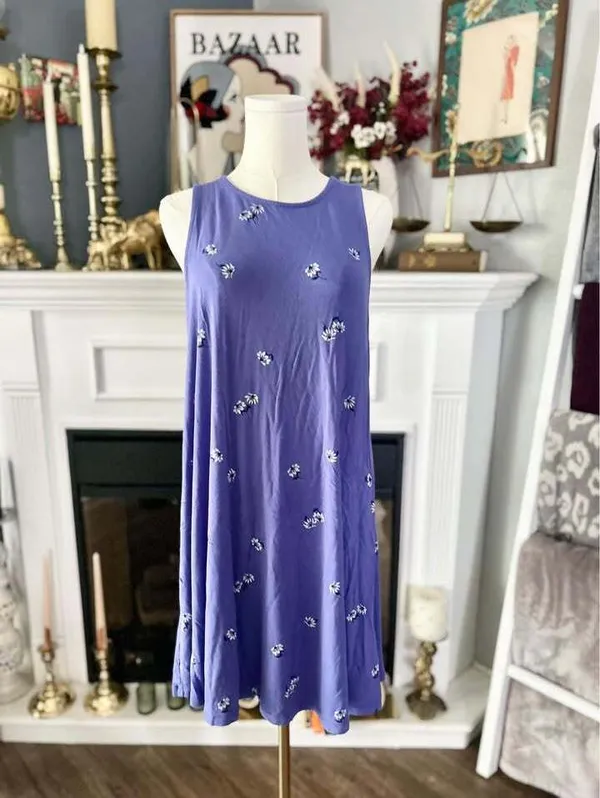 Old Navy Purple Floral Sleeveless Shift Dress Women’s Medium - Image 6