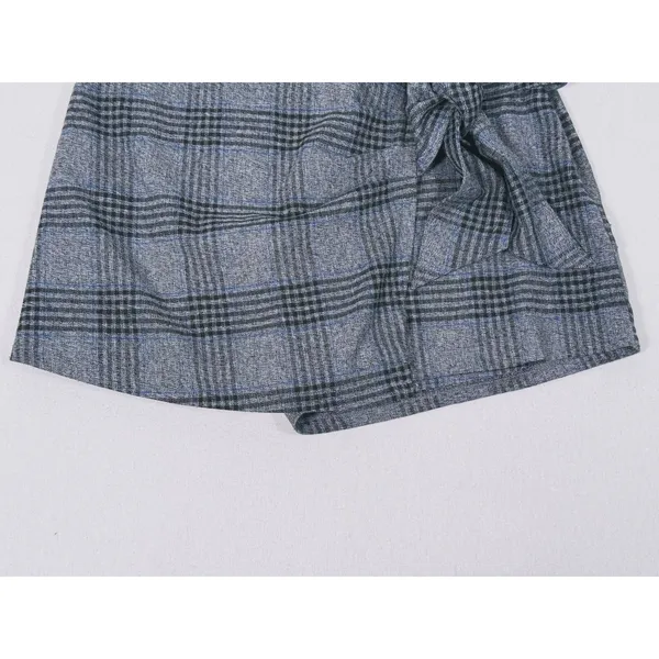 Abercrombie & Fitch Plaid Tie Wrap Skort Size S Gray Preppy Schoolgirl Fall Y2K - Image 10