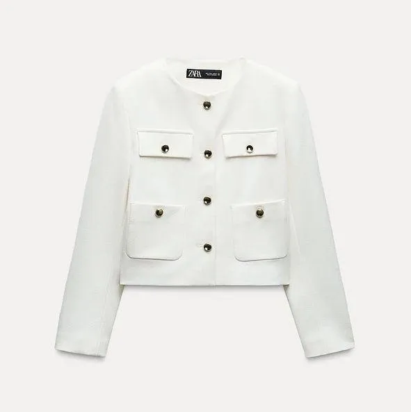 blazer jacket white golden buttons office suit coat business casual - Image 3
