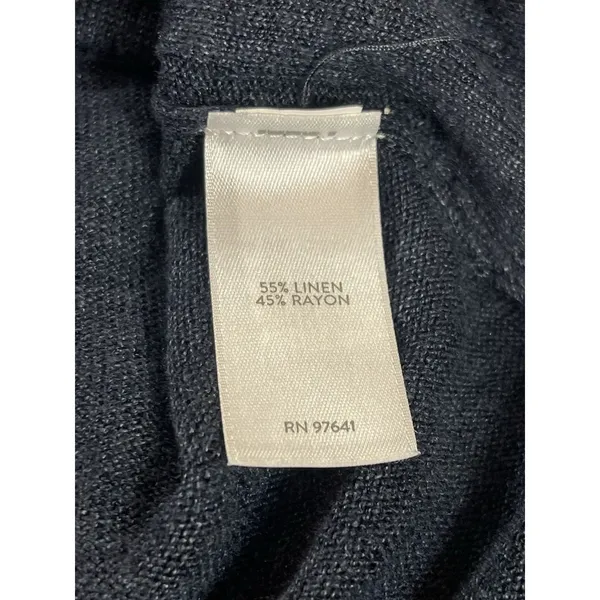 J Jill Women Blue Linen Blend Open Knit Cardigan Sweater Minimalist L Summer - Image 6