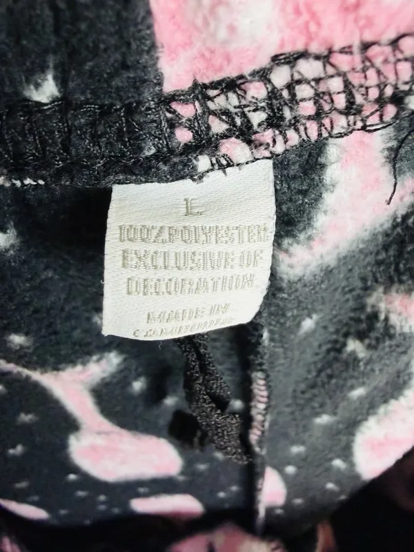 Charter Club Intimates Pajama Set Sz L Black Pink Wine Glasses Fleece Pockets - Image 13