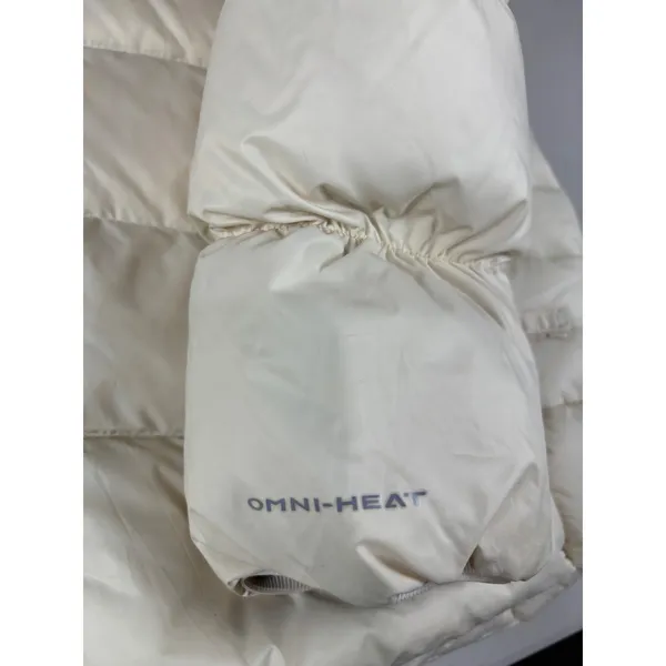 Columbia White Autumn Park Down Jacket Large‎ Omni-Heat Mink-Fleece Collar $130 - Image 12