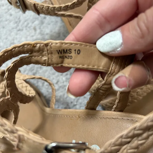 Report Tan Braided Strap Block Heels Size 10 - Image 6
