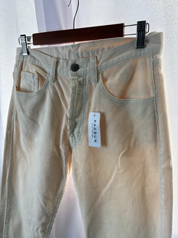 John Galt White Corduroy Straight Leg Jeans with‎ 5 Pockets Size Small Cream NWT - Image 4