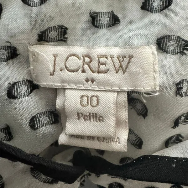 J.Crew Petite 00 Sheer Printed Blouse Black Size 0 - Image 3