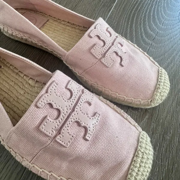 Tory Burch Weston Espadrilles Canvas Flat Seashell Pink Resort Summer Women Sz 7 - Image 5