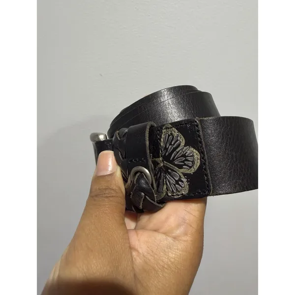 Womens Fossil Silver Buckle & Print Butterfly Print‎ Belt 42.5" Sz L - Image 3