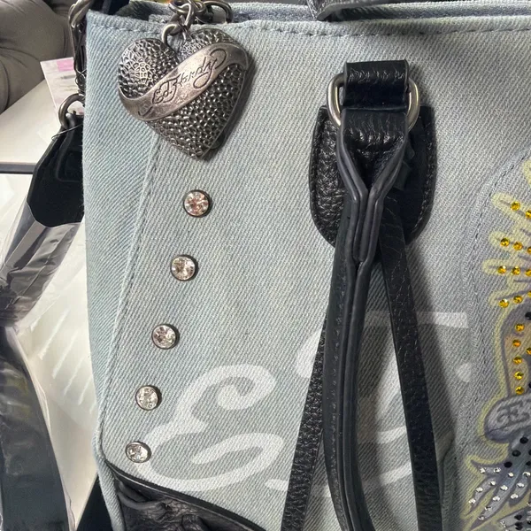 NWT Ed Hardy Denim Eagle Rhinestone Tote Bag - Y2K Vintage Style - Image 16