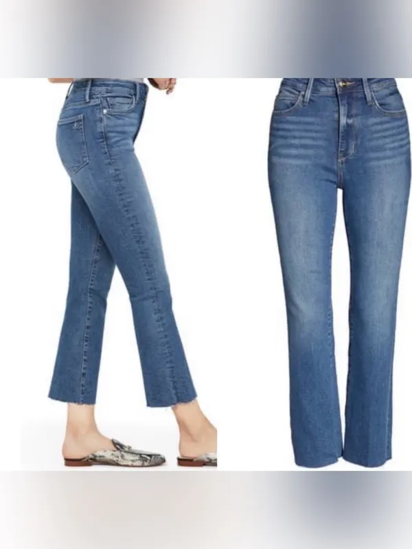 Sam Edelman The Stiletto High Rise Crop Boot Jeans Size 27 Medium Wash Raw Hem‎ - Image 3