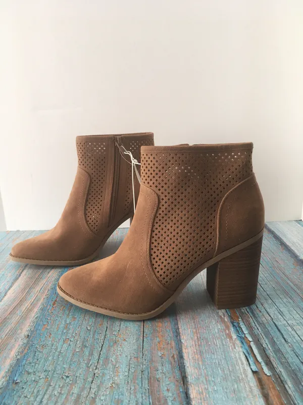 Laser Cut Ankle Boots, Size 8 Tan - Image 2