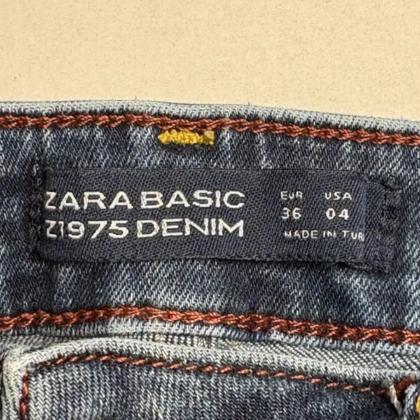 Zara Basic Z1975 Denim Women Blue Embroidered Rose Skinny Jeans Boho Size 4‎ - Image 7