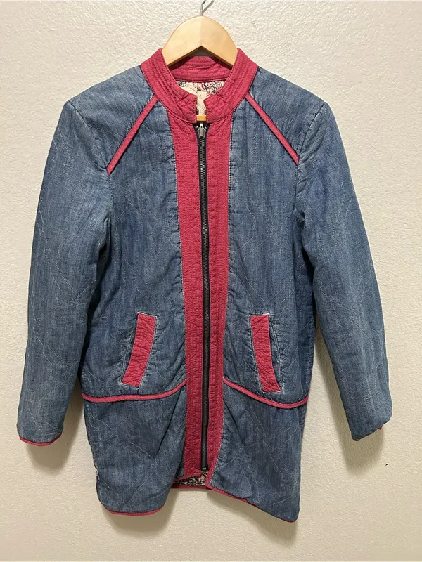 Free People Belario Reversible Quilted Jacket Cotton Small Boho - Image 9