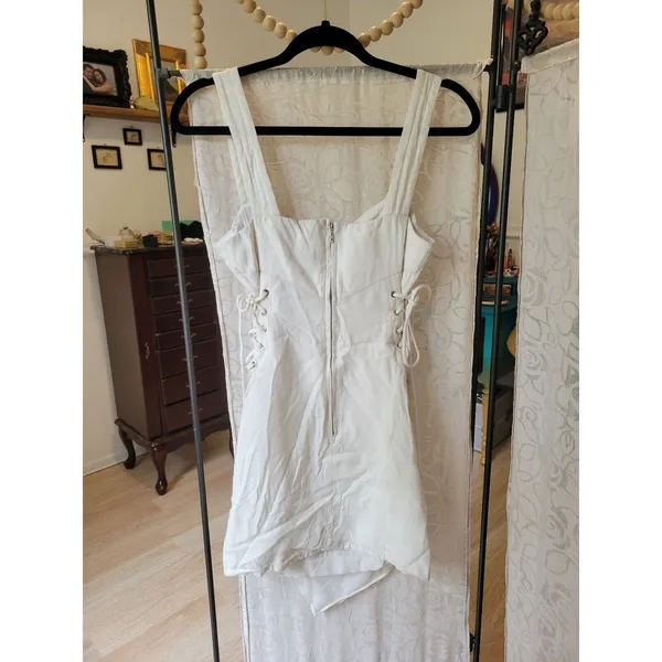 Sexy lace up sz 2 Nicholas white Christina side tie asymmetrical mini dress - Image 7